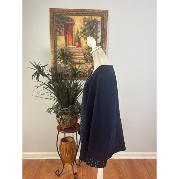 Susanna Jacket Women's Size 22 Navy Embellished Collarless Stretch Full Zipper - Picture 5 of 10